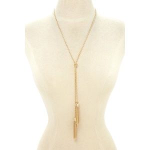 Gold tassel wrap necklace